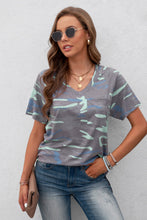 Load image into Gallery viewer, Leopard V-Neck Tee with Pocket