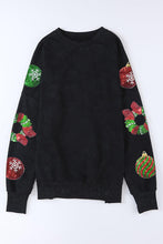 Load image into Gallery viewer, Sequin Christmas Element Round Neck Slit Sweatshirt