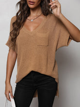 Load image into Gallery viewer, V-Neck Slit High-Low Knit Top