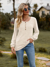 Load image into Gallery viewer, Round Neck Button-Down Long Sleeve Tee