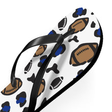 Load image into Gallery viewer, Football White and Blue Flip Flops