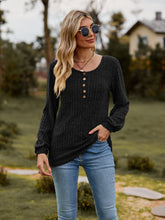Load image into Gallery viewer, Round Neck Button-Down Long Sleeve Tee