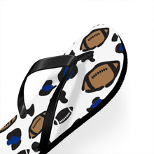 Load image into Gallery viewer, Football White and Blue Flip Flops