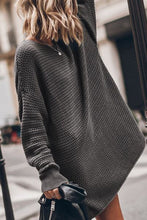 Load image into Gallery viewer, Round Neck Long Sleeve Slit Oversized Sweater