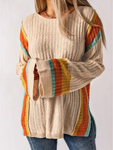 Load image into Gallery viewer, Striped Round Neck Long Sleeve Sweater