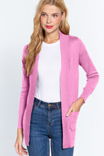 Load image into Gallery viewer, ACTIVE BASIC Ribbed Trim Open Front Cardigan