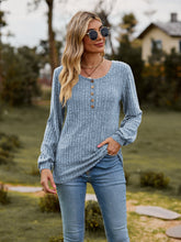 Load image into Gallery viewer, Round Neck Button-Down Long Sleeve Tee