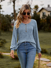 Load image into Gallery viewer, Round Neck Button-Down Long Sleeve Tee