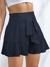 Load image into Gallery viewer, Smocked Tie-Front High-Rise Shorts
