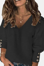 Load image into Gallery viewer, V-Neck Lantern Sleeve Buttoned Sweater