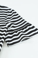 Load image into Gallery viewer, Striped Tie-Waist Frill Trim V-Neck Dress