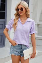 Load image into Gallery viewer, Eyelet Johnny Collar Short Sleeve Blouse