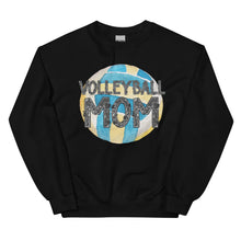 Load image into Gallery viewer, Blue and Yellow Volleyball Mom Faux Glitter Letters Unisex Sweatshirt