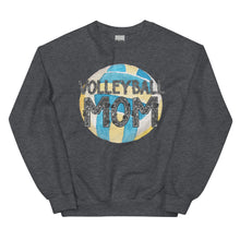 Load image into Gallery viewer, Blue and Yellow Volleyball Mom Faux Glitter Letters Unisex Sweatshirt