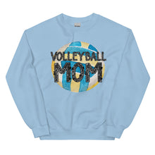 Load image into Gallery viewer, Blue and Yellow Volleyball Mom Faux Glitter Letters Unisex Sweatshirt