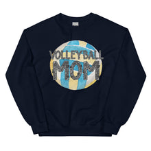 Load image into Gallery viewer, Blue and Yellow Volleyball Mom Faux Glitter Letters Unisex Sweatshirt