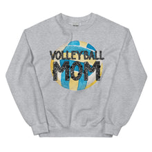 Load image into Gallery viewer, Blue and Yellow Volleyball Mom Faux Glitter Letters Unisex Sweatshirt