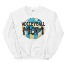Load image into Gallery viewer, Blue and Yellow Volleyball Mom Faux Glitter Letters Unisex Sweatshirt