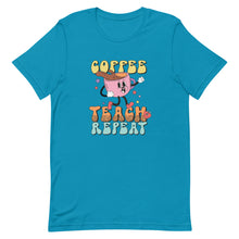 Load image into Gallery viewer, Coffee Teach Repeat Retro Bella Canvas Unisex t-shirt
