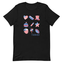 Load image into Gallery viewer, Celebrate Fourth of July Nine Images Bella Canvas Unisex t-shirt