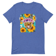 Load image into Gallery viewer, Sunflower Highland Cow Bella Canvas Unisex t-shirt