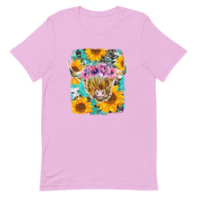 Load image into Gallery viewer, Sunflower Highland Cow Bella Canvas Unisex t-shirt