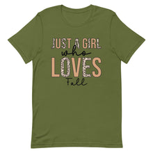 Load image into Gallery viewer, Just a Girl Who Loves Fall Bella Canvas Unisex t-shirt
