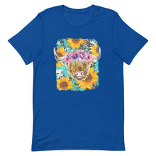Load image into Gallery viewer, Sunflower Highland Cow Bella Canvas Unisex t-shirt