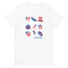 Load image into Gallery viewer, Celebrate Fourth of July Nine Images Bella Canvas Unisex t-shirt