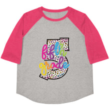 Load image into Gallery viewer, Fifth Grade Colorful Leopard Youth baseball shirt