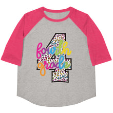 Load image into Gallery viewer, Fourth Grade Colorful Leopard Youth baseball shirt