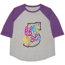 Load image into Gallery viewer, Fifth Grade Colorful Leopard Youth baseball shirt