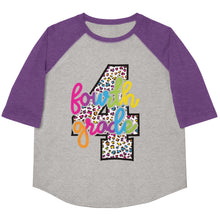 Load image into Gallery viewer, Fourth Grade Colorful Leopard Youth baseball shirt