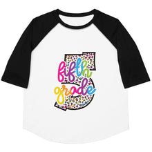Load image into Gallery viewer, Fifth Grade Colorful Leopard Youth baseball shirt