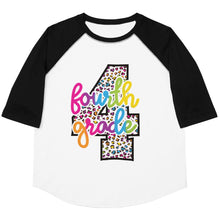 Load image into Gallery viewer, Fourth Grade Colorful Leopard Youth baseball shirt