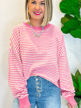 Load image into Gallery viewer, Striped Round Neck Long Sleeve Sweatshirt
