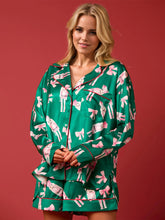 Load image into Gallery viewer, Printed Collared Neck Long Sleeve Top and Shorts Set
