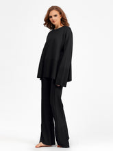 Load image into Gallery viewer, Basic Bae Slit Round Neck Long Sleeve Top and Drawstring Pants Sweater Set
