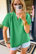 Load image into Gallery viewer, Oh Full Size Frill Notched Puff Sleeve Blouse
