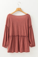 Load image into Gallery viewer, Frill V-Neck Long Sleeve Blouse
