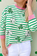 Load image into Gallery viewer, Striped Lucky Clover Long Sleeve Sweatshirt

