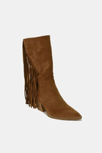 Load image into Gallery viewer, Beast Fashion Suede Fringe Point Toe Boots
