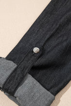 Load image into Gallery viewer, Pocketed Collared Neck Long Sleeve Denim Top
