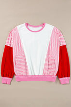 Load image into Gallery viewer, Striped Color Block Round Neck Long Sleeve Sweatshirt
