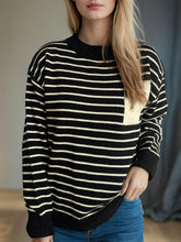 Load image into Gallery viewer, Striped Mock Neck Long Sleeve Sweater
