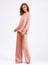 Load image into Gallery viewer, Basic Bae Rolled Round Neck Top and Pants Sweater Set
