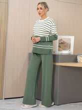 Load image into Gallery viewer, Basic Bae Striped Round Neck Long Sleeve Top and Pants Sweater Set
