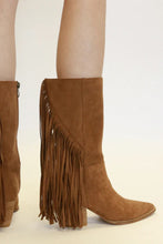 Load image into Gallery viewer, Beast Fashion Suede Fringe Point Toe Boots
