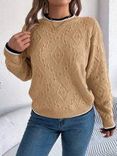 Load image into Gallery viewer, Contrast Trim Round Neck Long Sleeve Sweater
