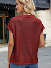 Load image into Gallery viewer, Exposed Seam Round Neck Short Sleeve Sweater
